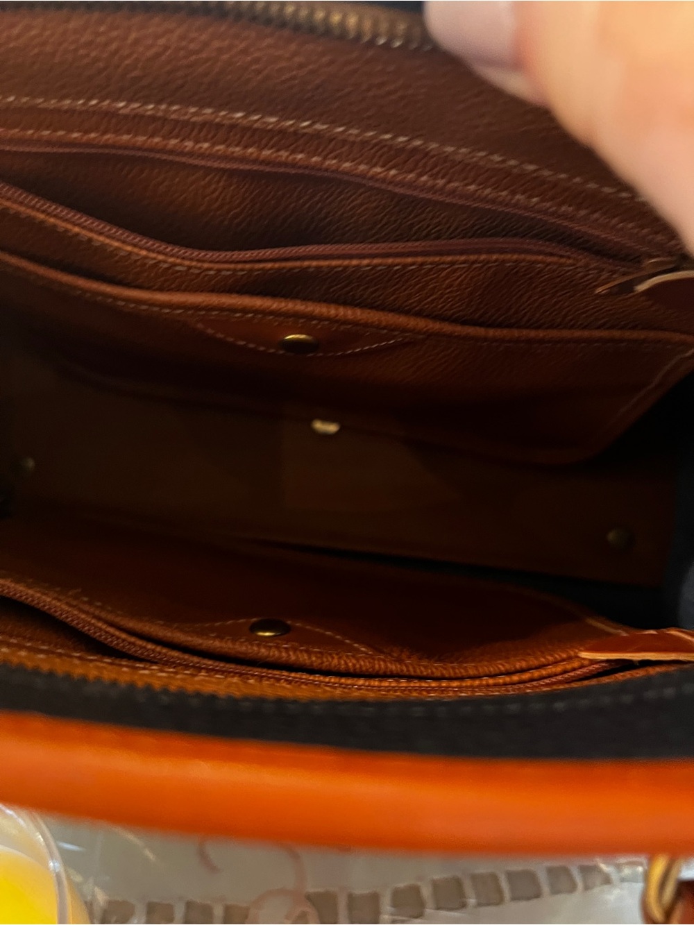 Vintage Dooney & Bourke All Weather Leather Black British Tan Satchel Crossbody - Picture 16 of 16